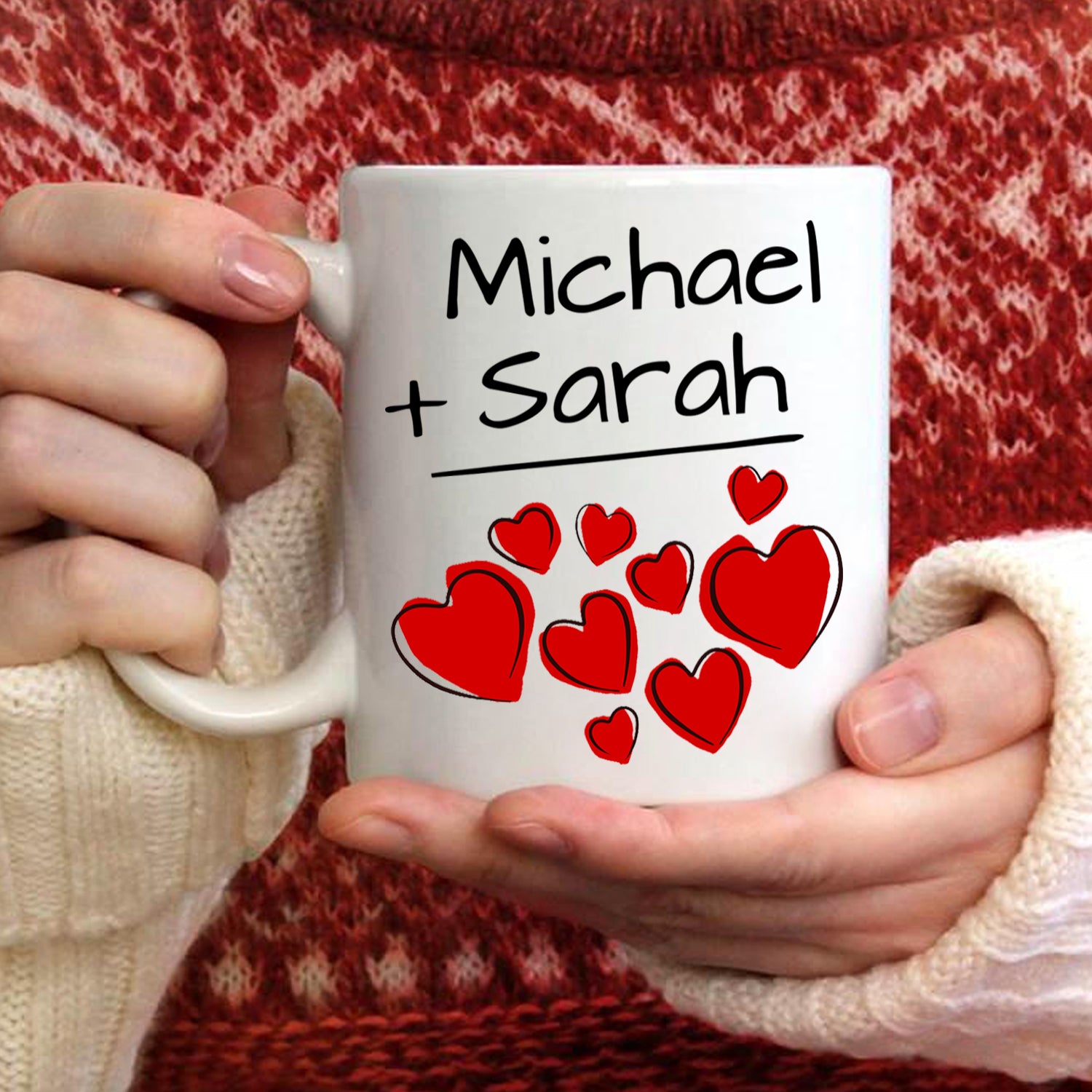 Personalized Romantic Couples Names Gift Coffee Mug for Wedding Annive