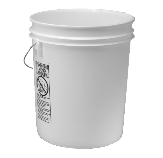 white 5 gallon bucket with lid