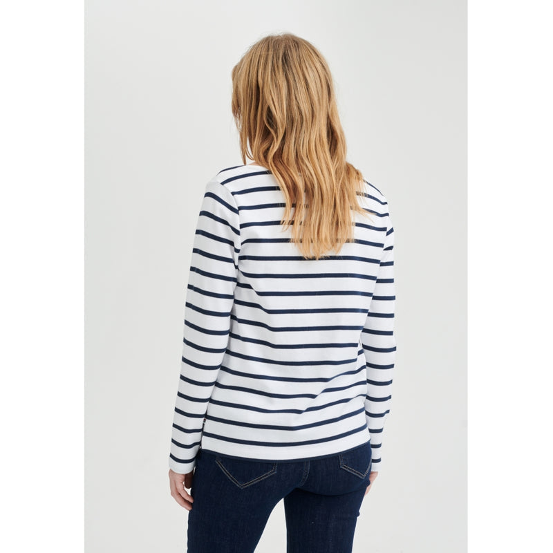 langærmet t-shirt - Off White Stripe – searanch.dk
