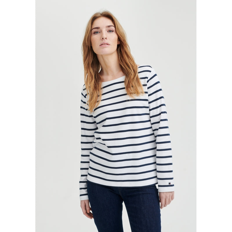 langærmet t-shirt - Off White Stripe – searanch.dk