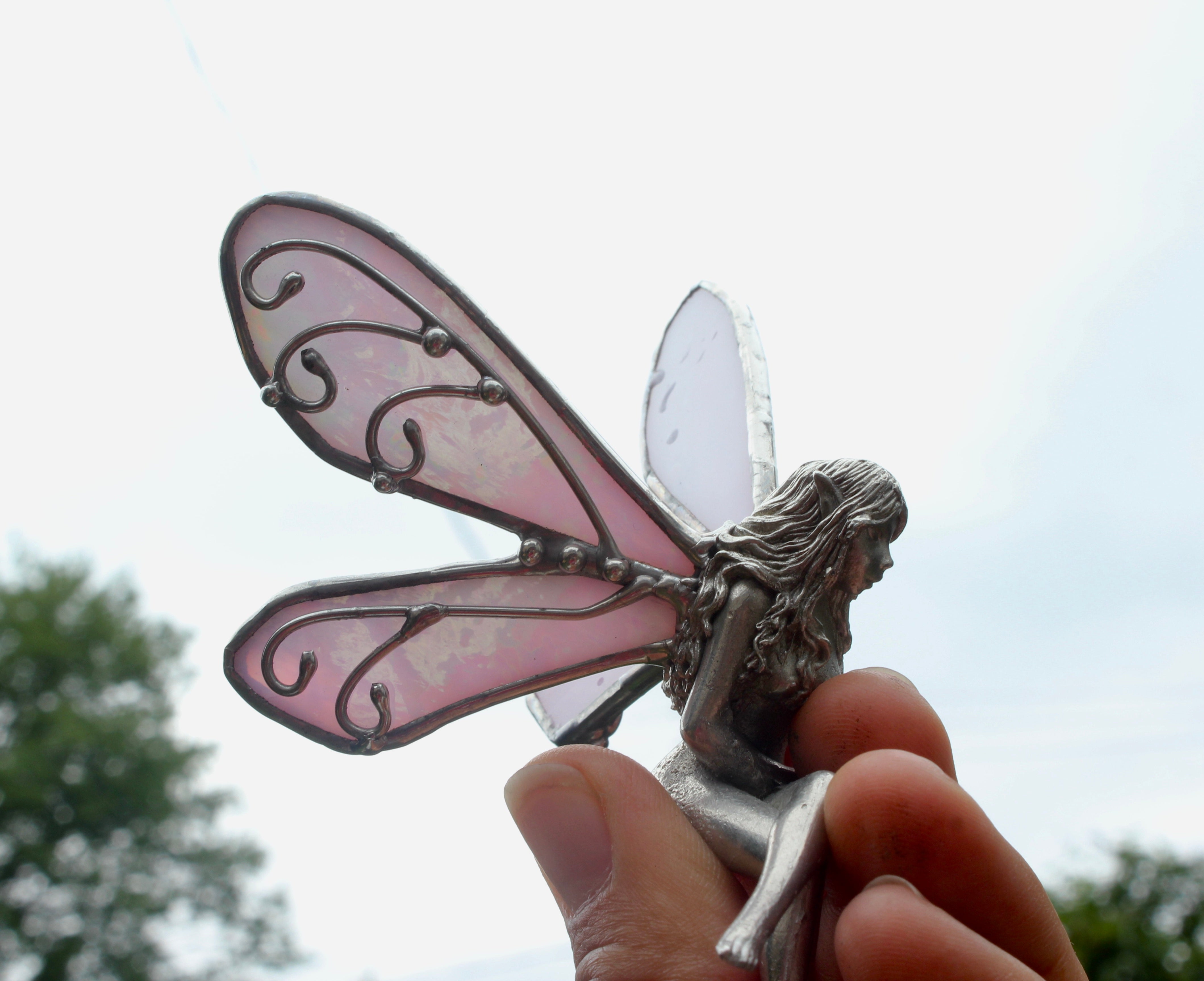 Iridescent Pink Sitting Fairy