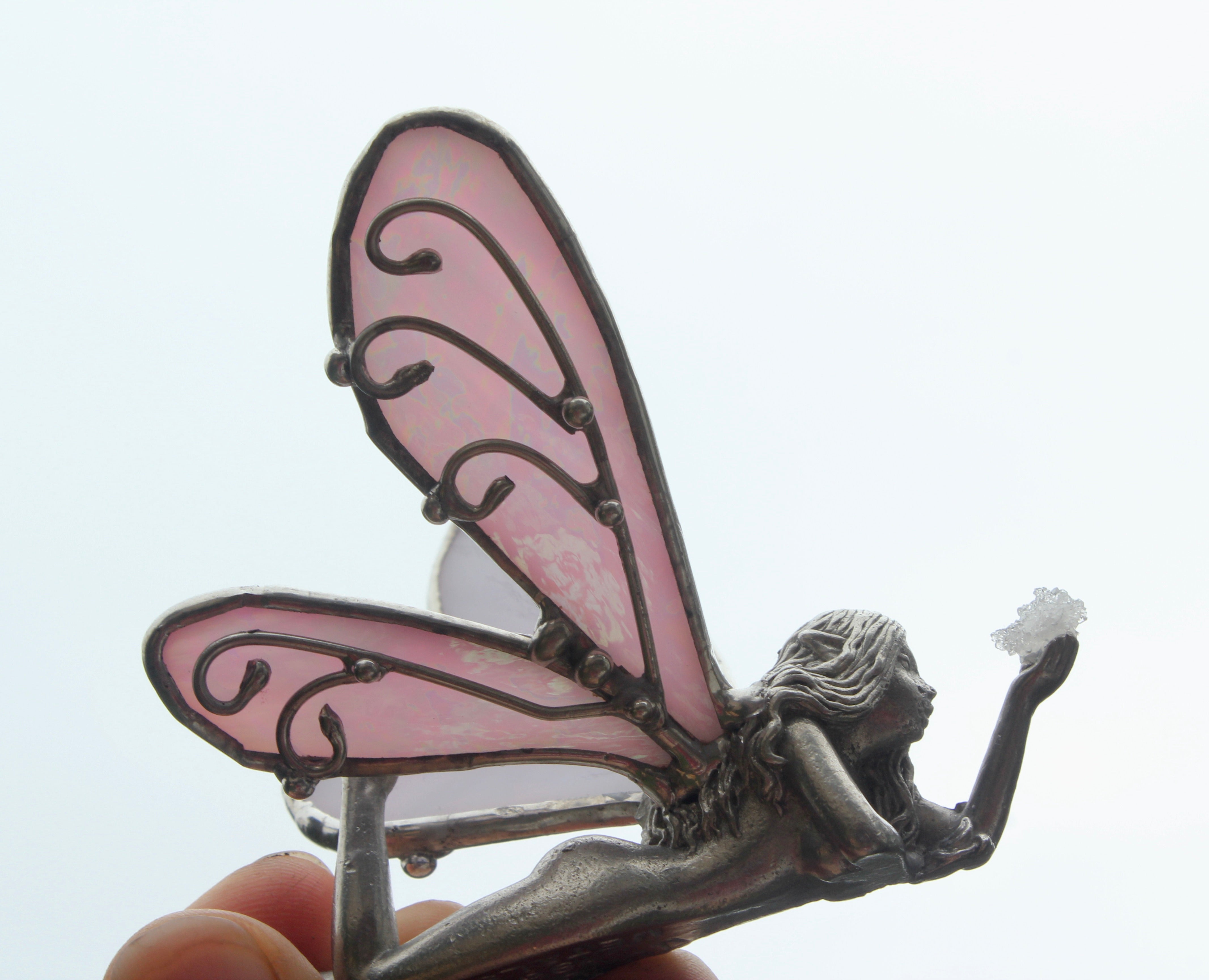 Iridescent Pink Fairy with Quartz