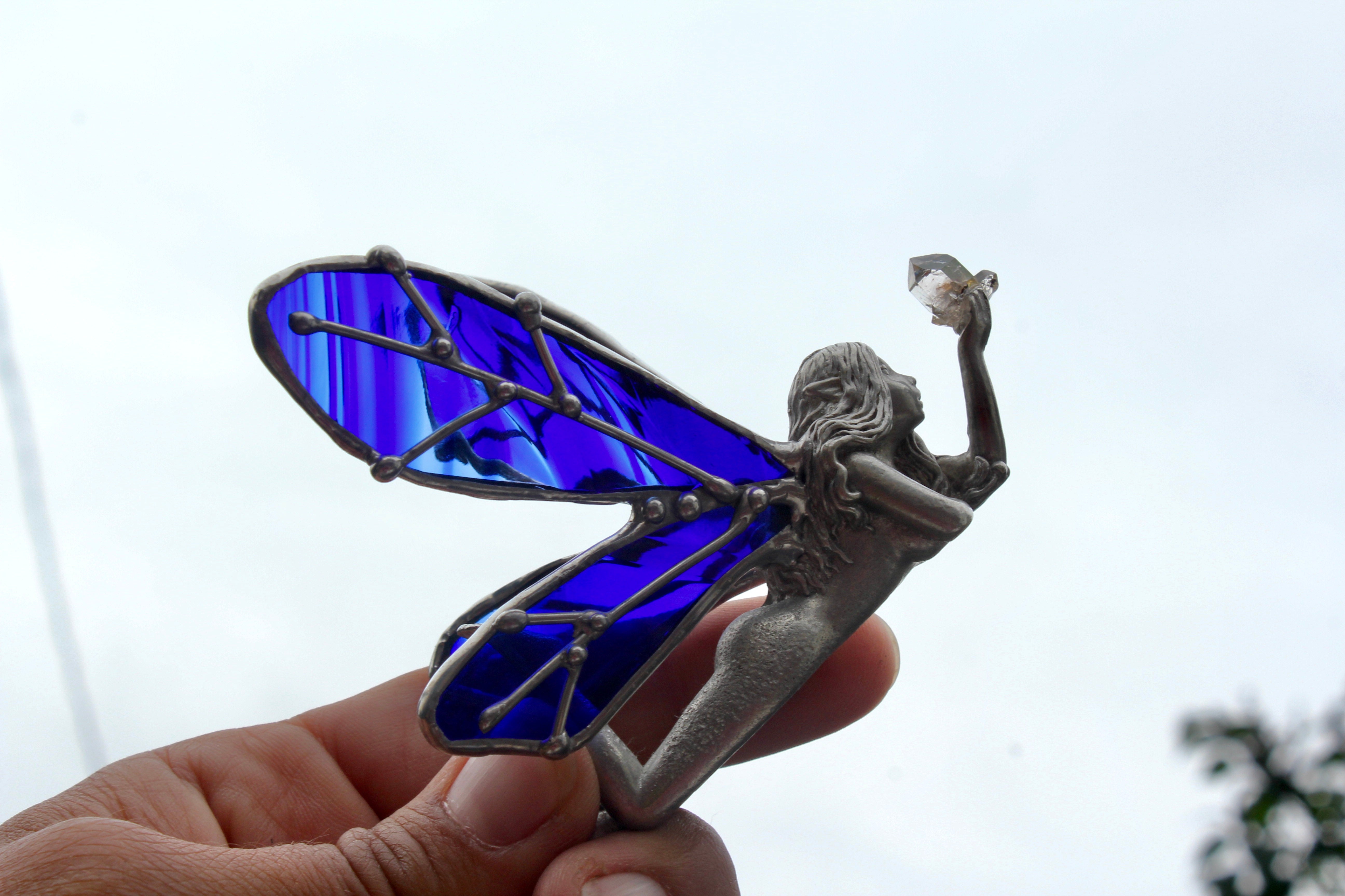 Cobalt Blue Fairy with Herkimer Diamond