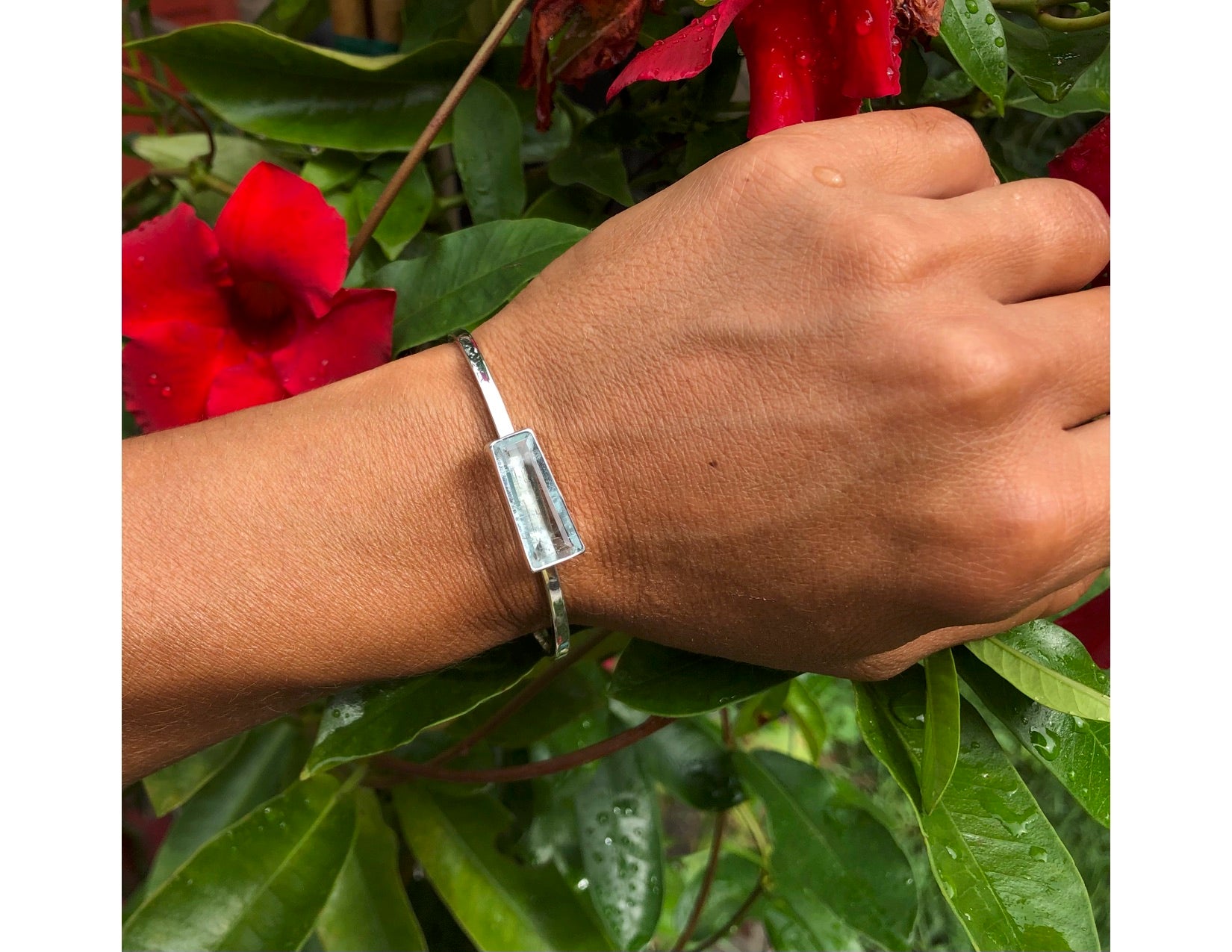 Aquamarine Silver Cuff Bracelet