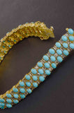 Handmade Couture Turquoise and Diamond Bracelet