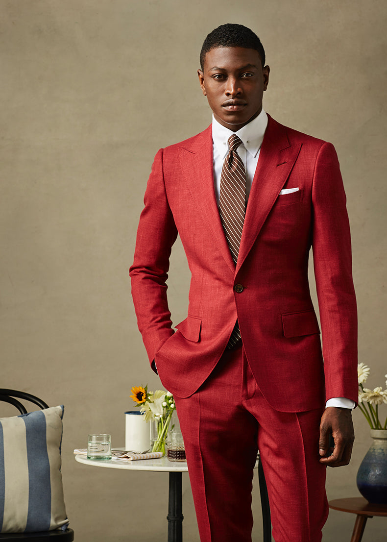 two piece red suit