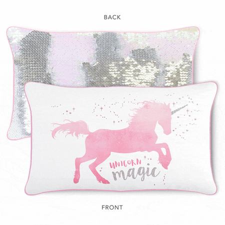 MAGICAL Unicorn Pillow w/ Reversible Iridescent & Silver Sequins