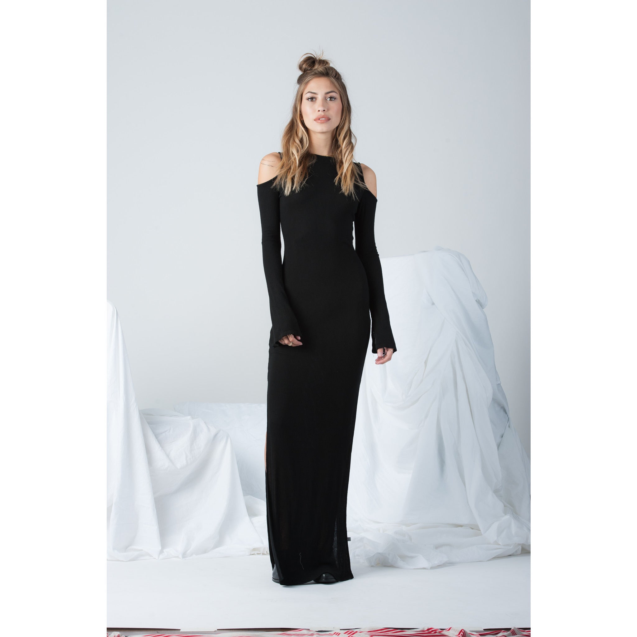 cold shoulder long dress