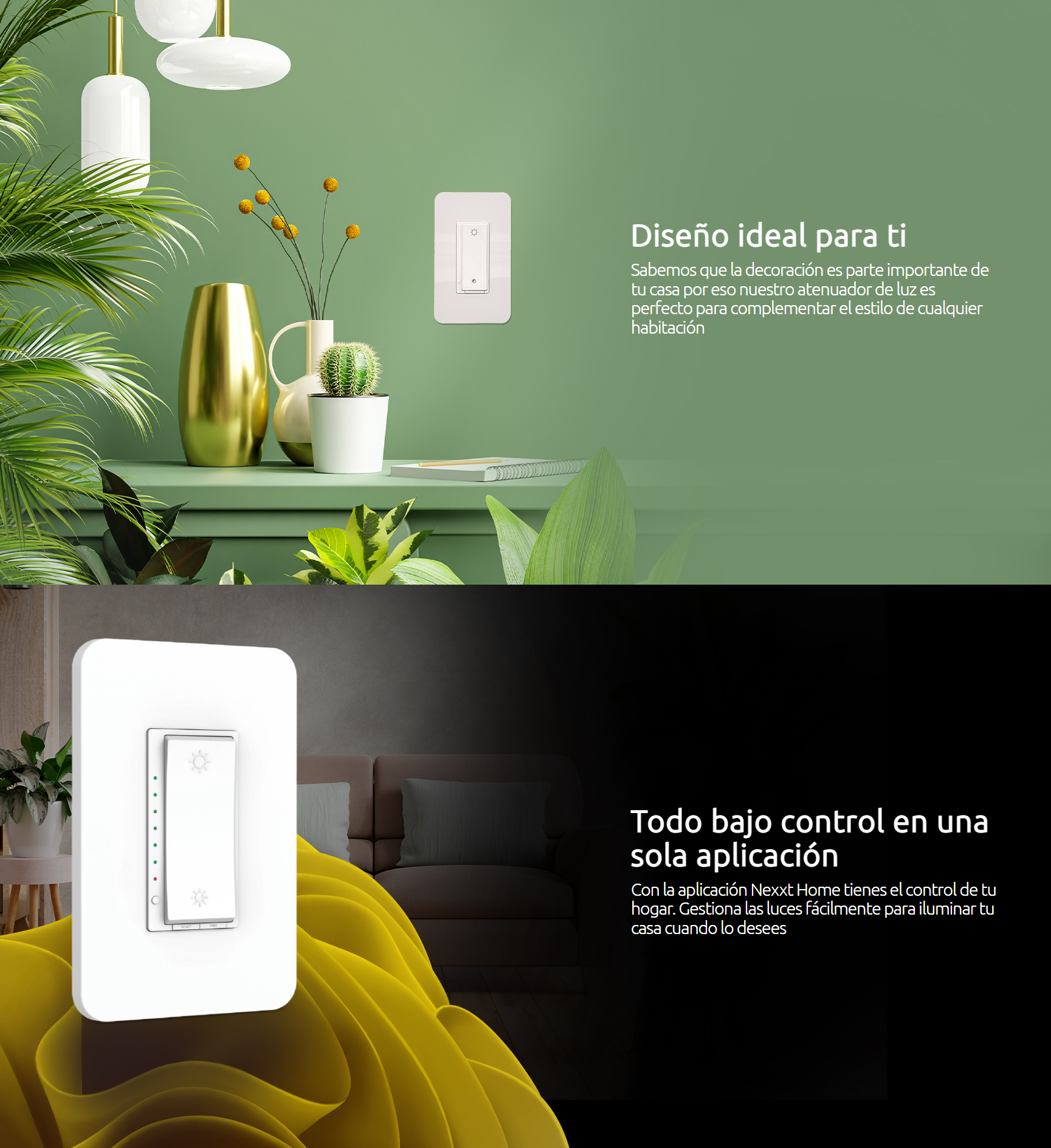 Atenuador de luz inteligente con conexión Wi-Fi Nexxt Home NHE-D100 