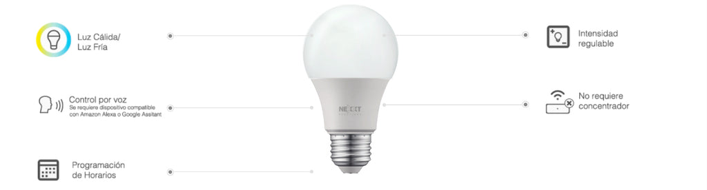 ▷ Nexxt Solutions Bombillo Inteligente Wi-Fi LED W110, Luz Blanca, Pack ©