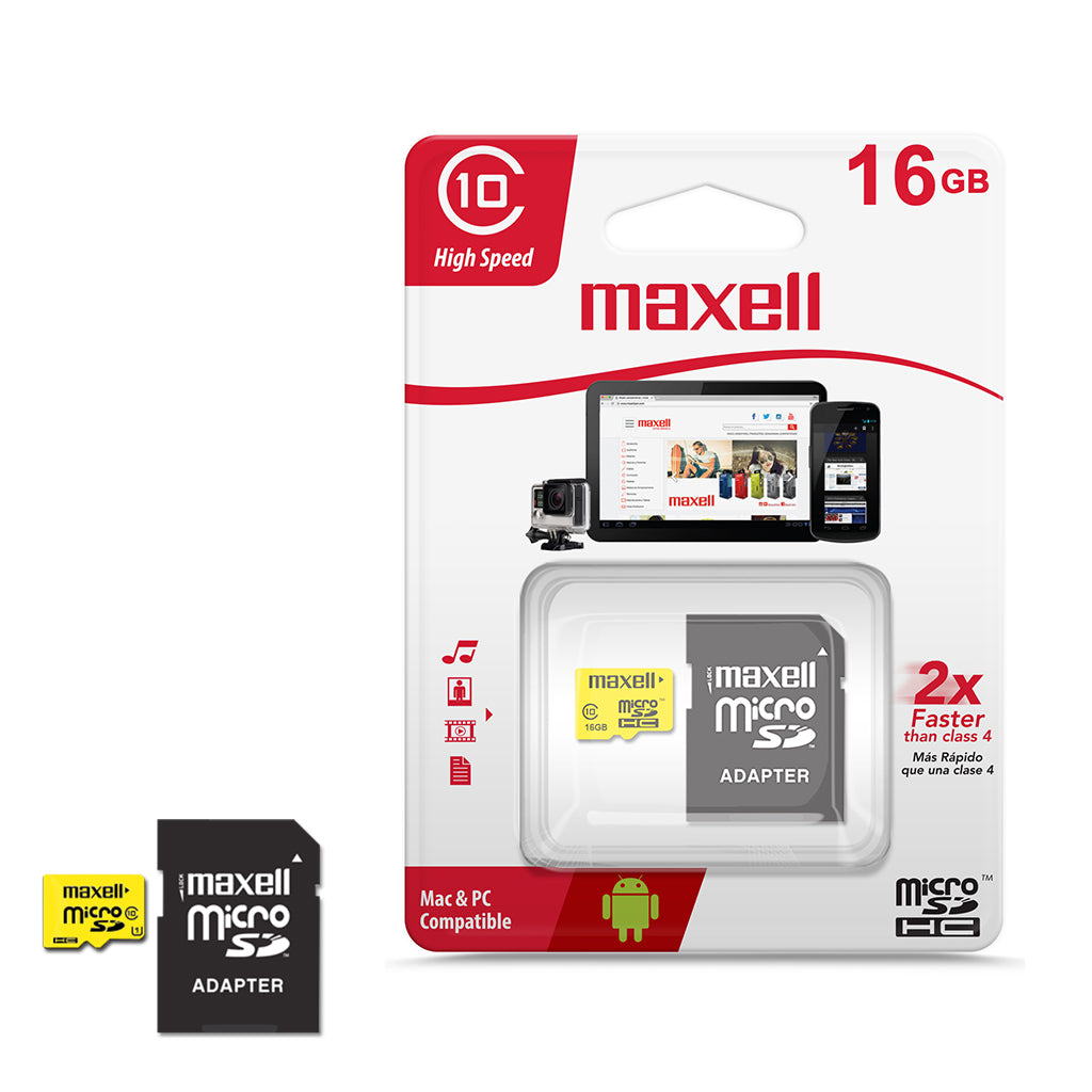hormigón Montañas climáticas tugurio ▷ Maxell Tarjeta de Memoria MicroSD Con Adaptador SD, Clase 10 【Unimart.com】