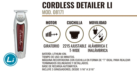 wahl detailer cordless li T-wide 8171-830 Máquina inalámbrica - Cortapelos  y Planchas