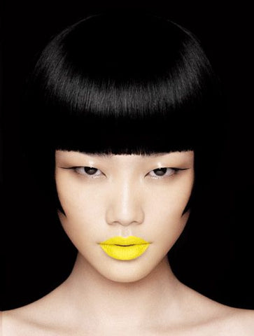asain lady yellow lips editorial makeup looks
