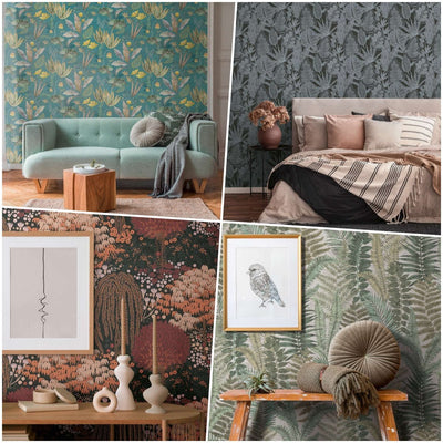 Tropical leaf and jungle wallpapers for interiors