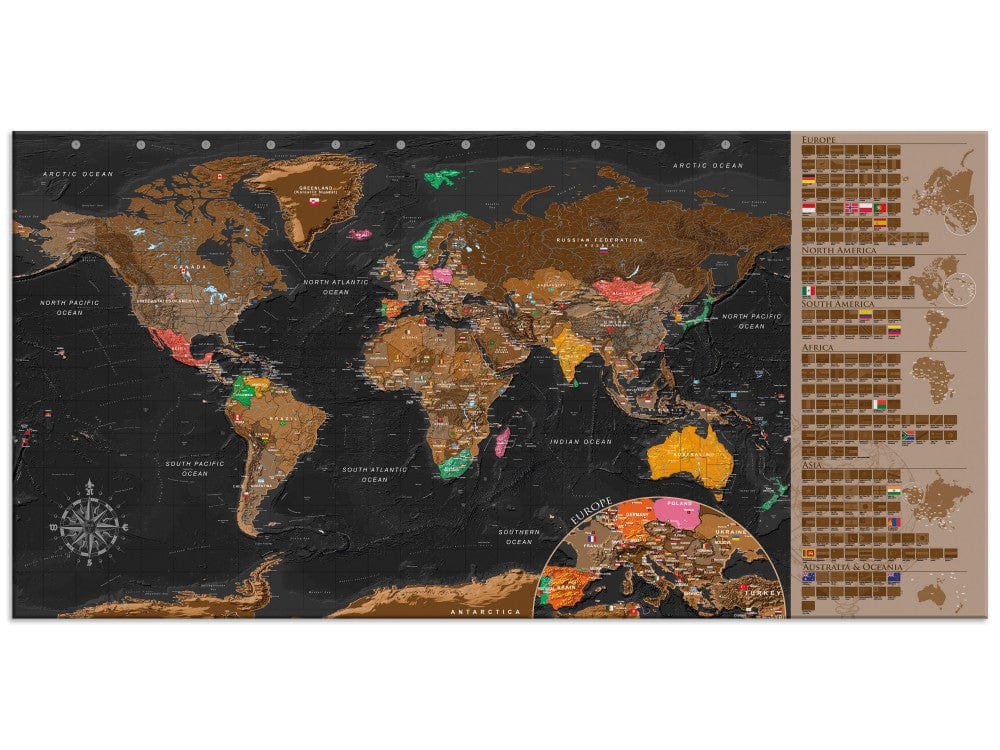 Ruskea maailmankartta-taulu (raaputettava) 106873 – 