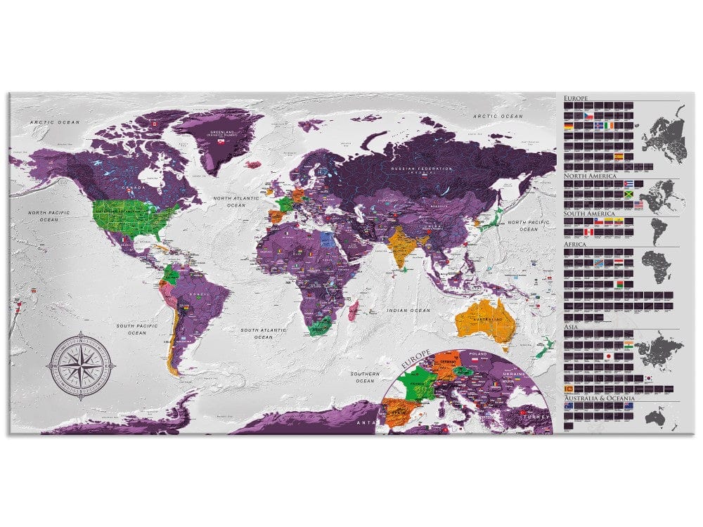 Карта мир фиолетовая