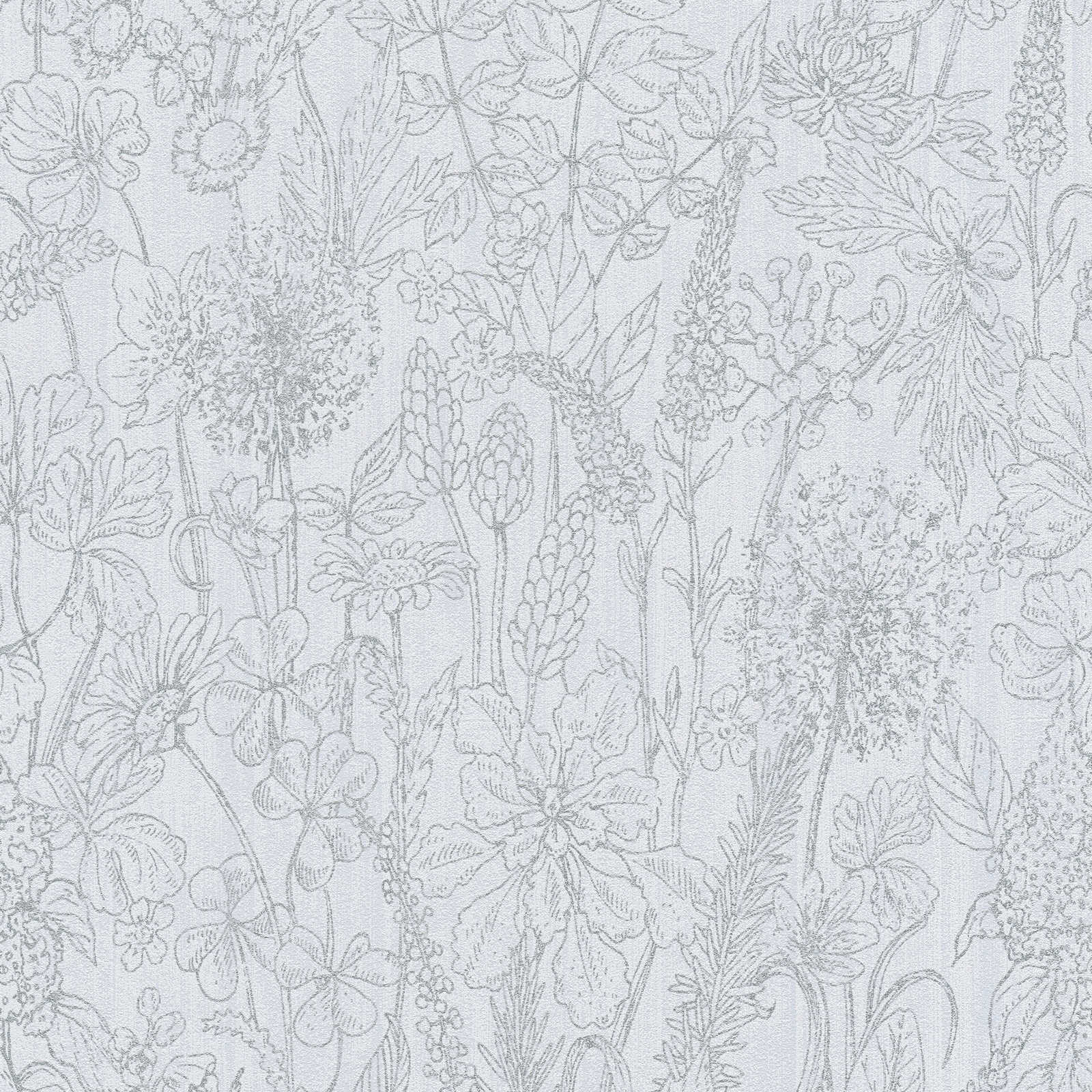 Floral wallpaper with linen texture in grey AS 378342 – 