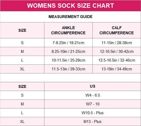 Womens Compression Socks Size Guide