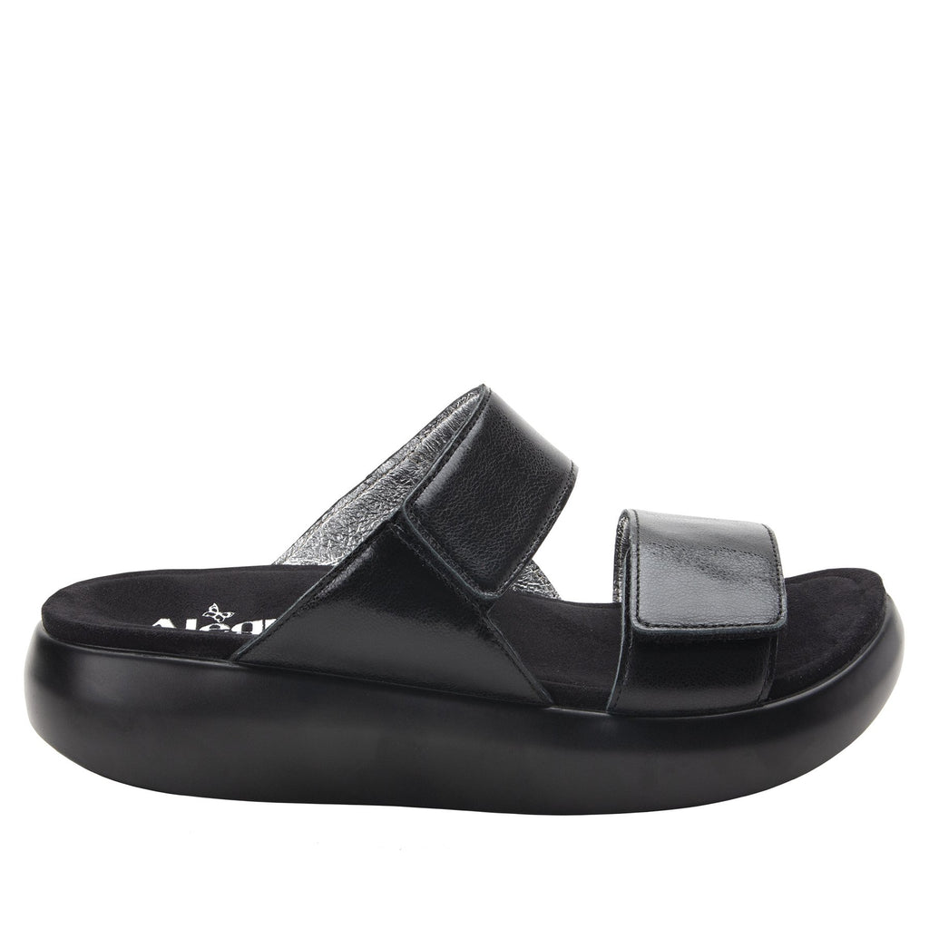 black slip on sandal
