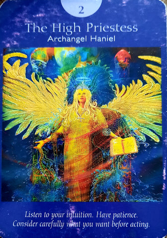 Haniel, The High Priestess Angel Tarot, Radleigh Valentine, Doreen Virtue, Dani Tworek, Seattle