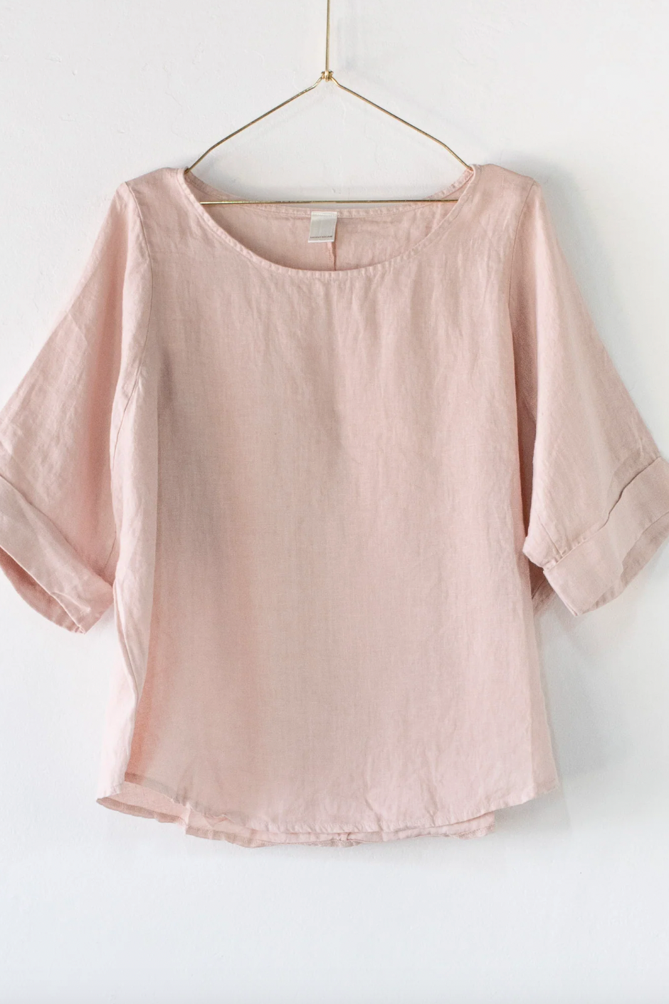 Curved Hem Linen Top