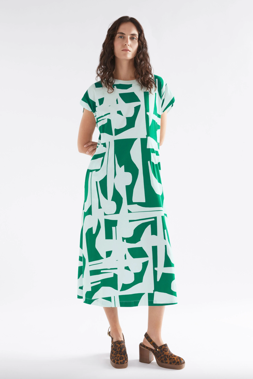 Joia Jersey Dress - Green Braque Print