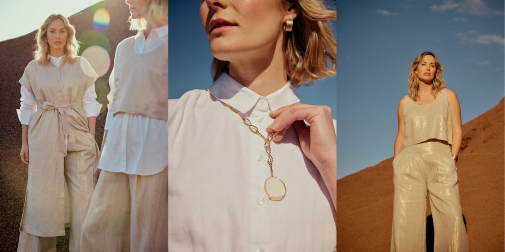 Collage of three images from the new Elk the Label summer collections 2023