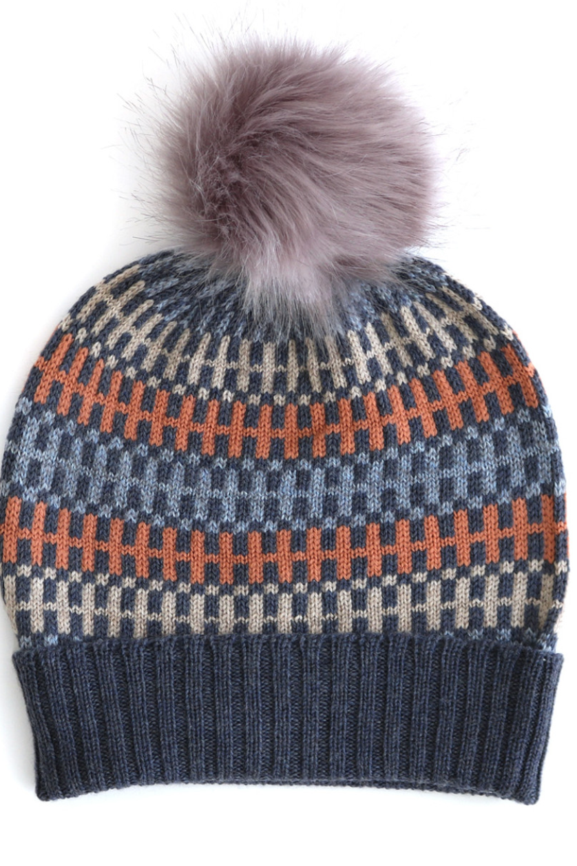 Dixie Check Beanie - Indigo