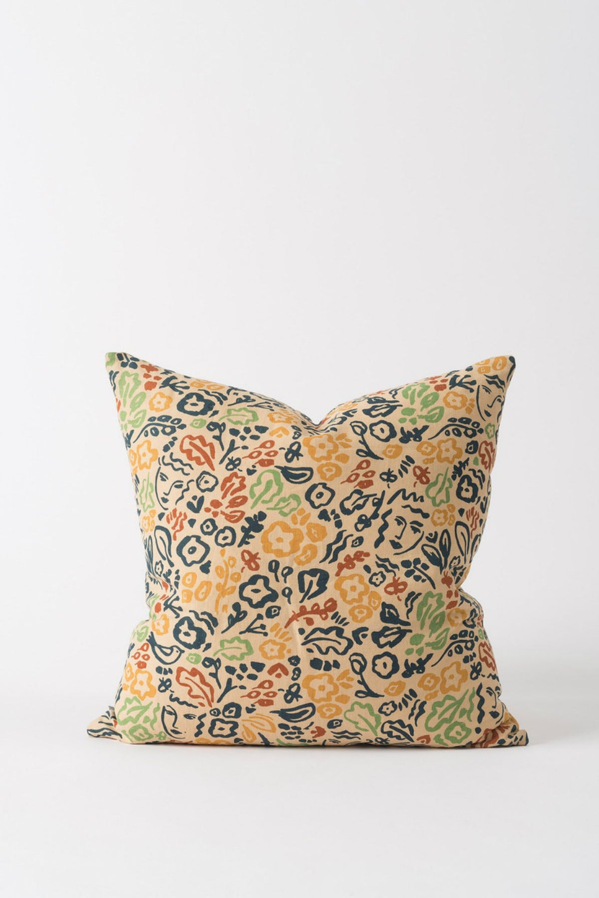 Celia Linen Cushion - Flax/Multi