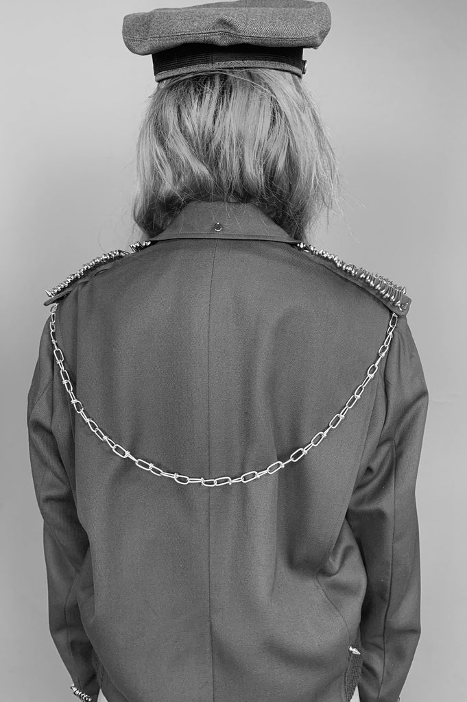 Punk Rock Lies The Trooper Studded Safety Pin Chained Jacket - One More Chance Vintage