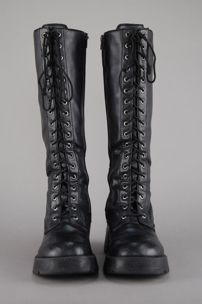 vintage lace up knee high boots