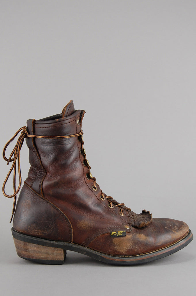 Vintage Ad Tec Lace Up Leather Ankle 