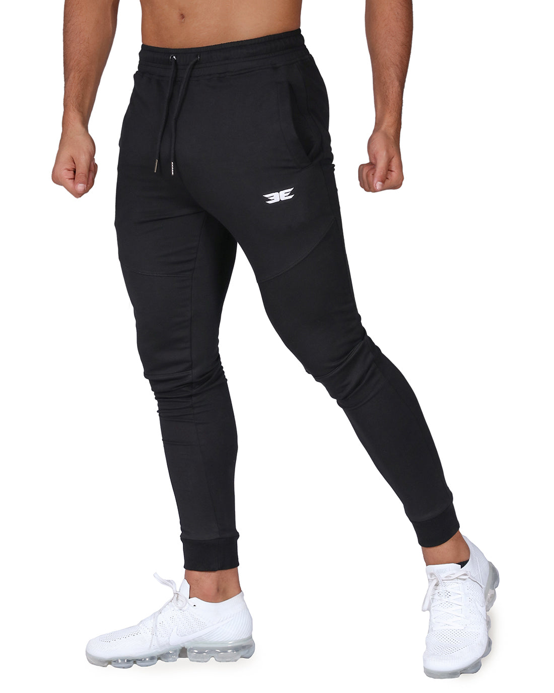 black tapered joggers