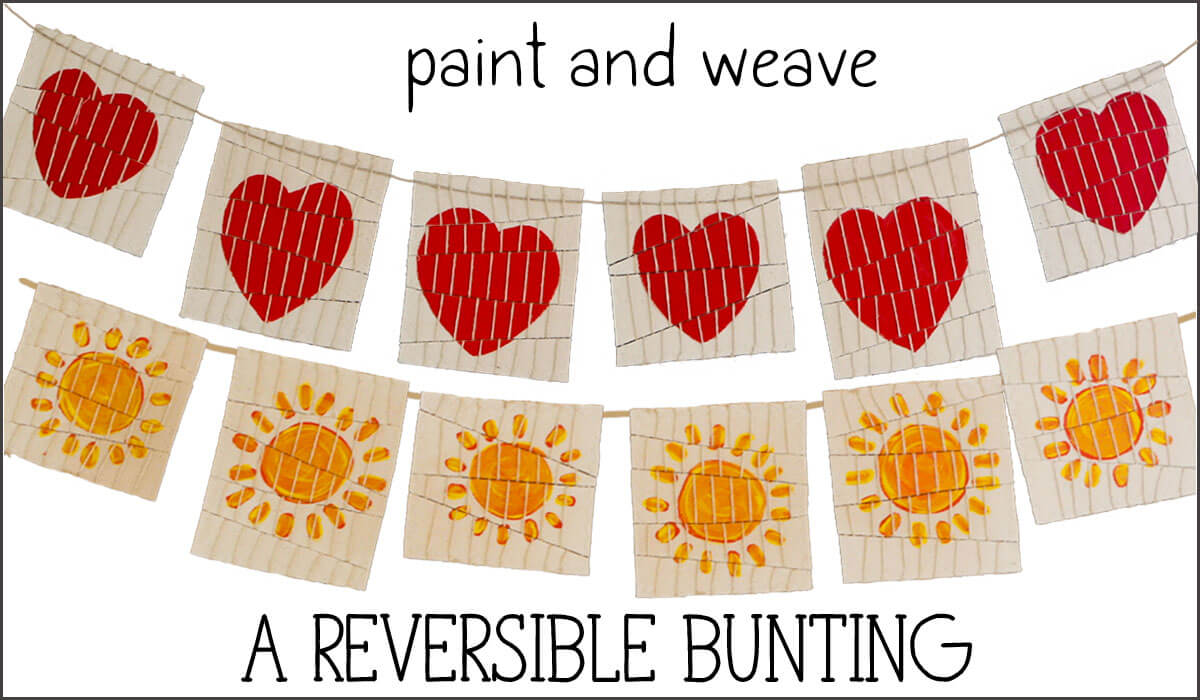 reversible heart and sun woven bunting tutorial