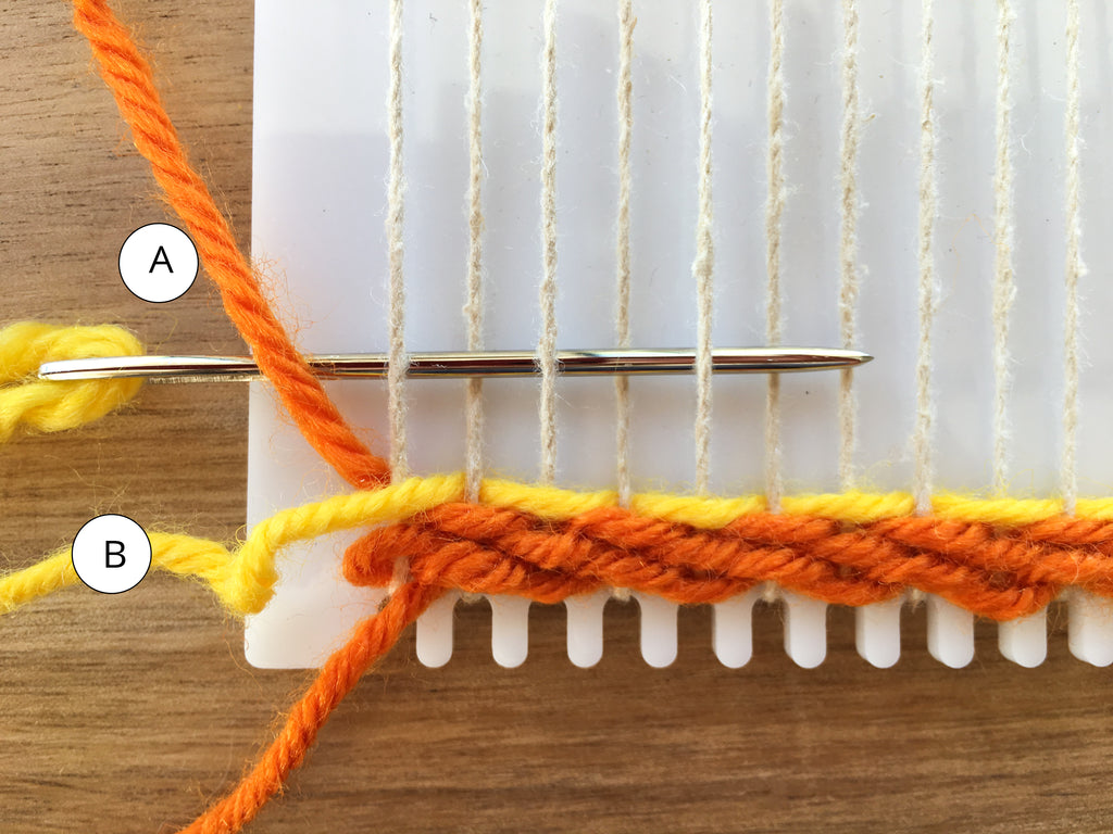 weaving second color for horizontal stripes