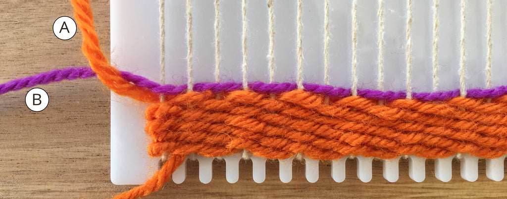 begin to weave a vertical stripe