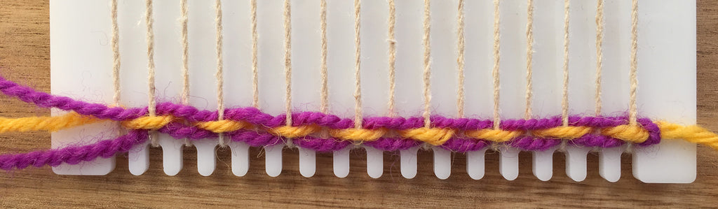 weaving the third row of a checker pattern