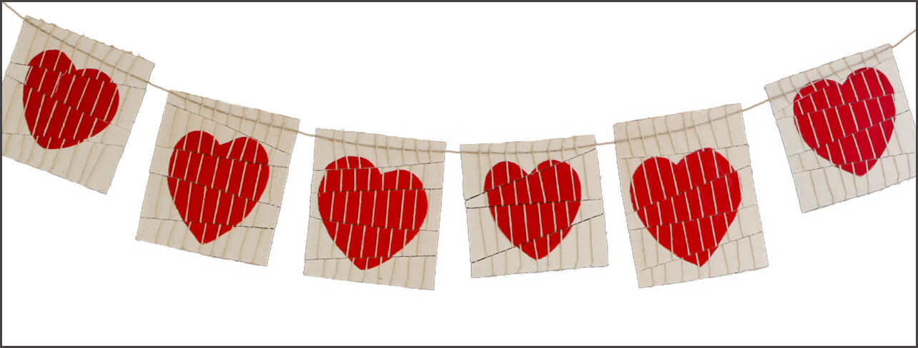 woven hearts bunting