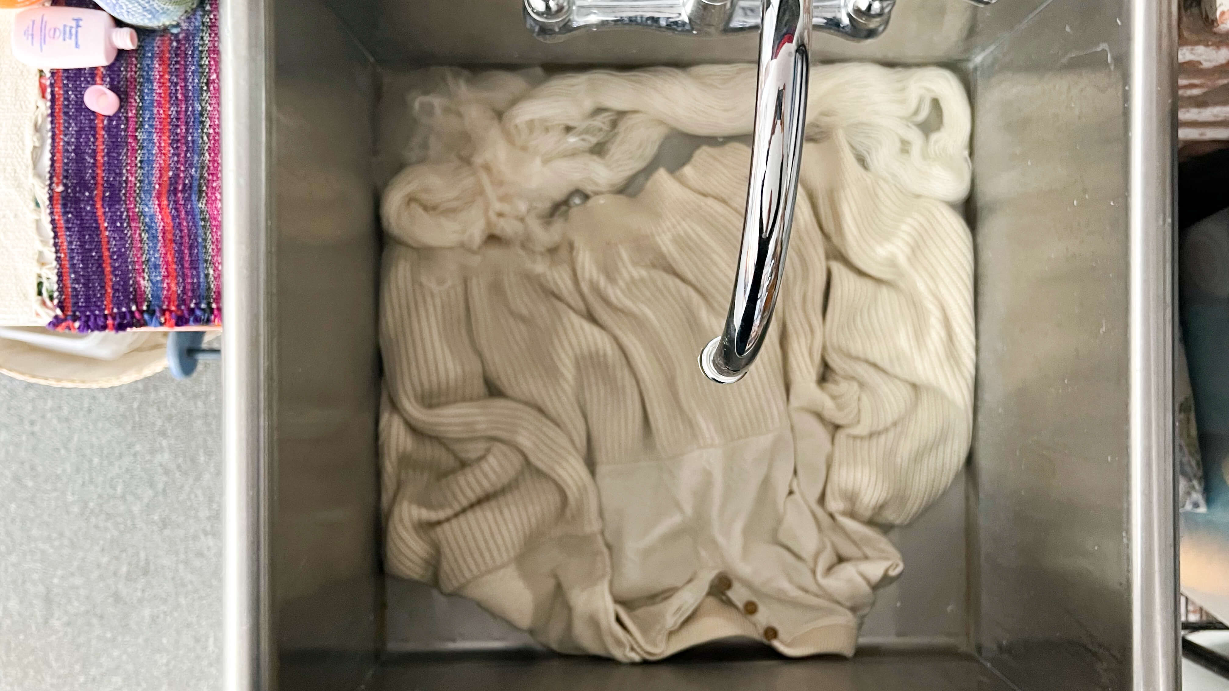 sweater soaking in water