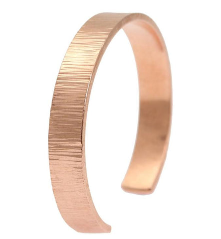 10mm Wide Chased Mens Copper Cuff Bracelet 