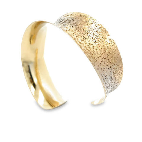 14K Gold Texturized Anticlastic Bangle Bracelet