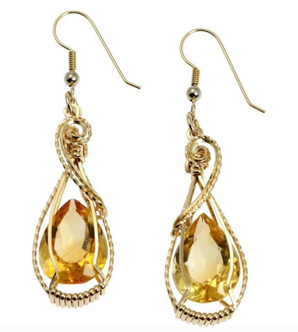 Elegant 19 CT Cushion Cut Citrine 14K Gold-filled Gemstone Earrings