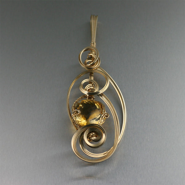 34 CT Cushion Cut Citrine 14K Gold-filled Pendant