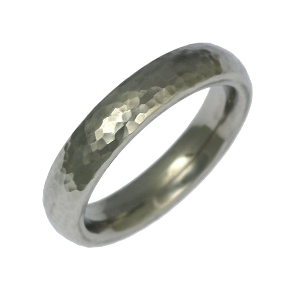 5mm Hammered Domed Stainless Steel Men's Ring