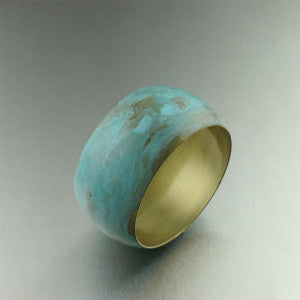 Handmade Brass Turquoise Patinated Bangle