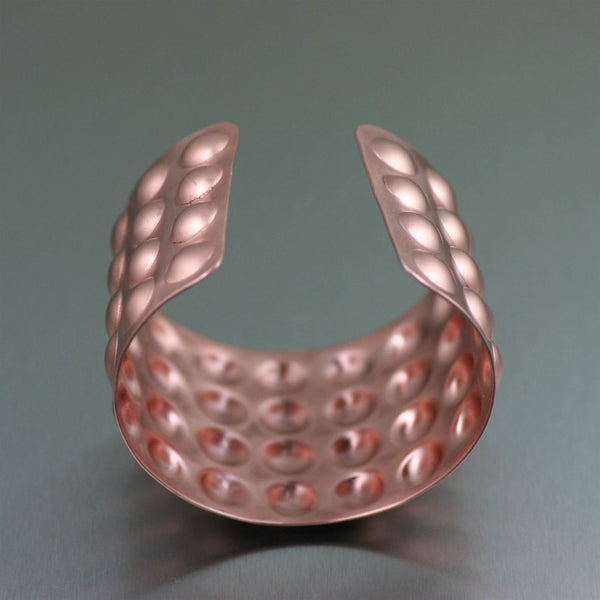 Brushed Copper Bubble Wrap Cuff – Cuff Opening View 2