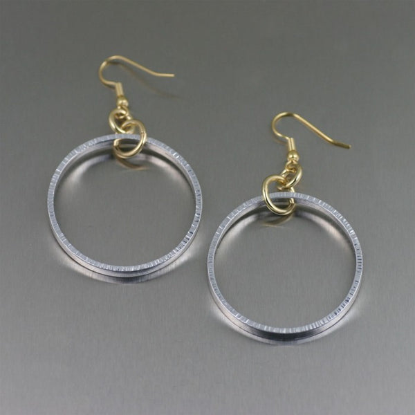 Chased Rim Aluminum Hoop Earrings