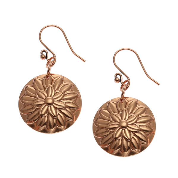 Buy Chrysanthemum Copper Disc Earrings