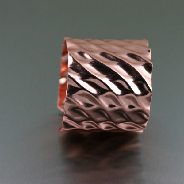 Double Wave Copper Cuff Bracelet – Side View 2