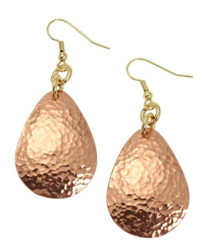 Hammered Copper Drop Earrings by John S Brana